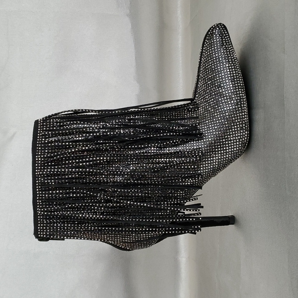 ANDIAMO Allover Rhinestone Fringe Sparkle Stiletto Booties WOMENS SIZE: 8M - Picture 3 of 11